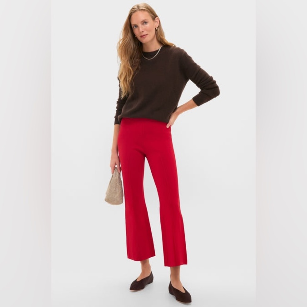 APIECE APART Deep Red Rene Pull On Pant Size L Flare Corporate Bold Holiday